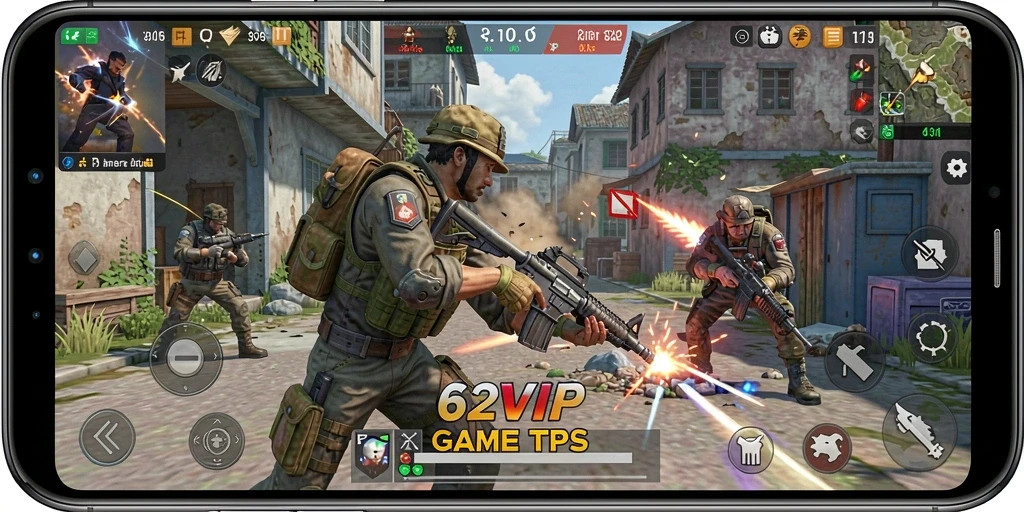 Screenshot gameplay 62VIP menampilkan aksi seru TPS.