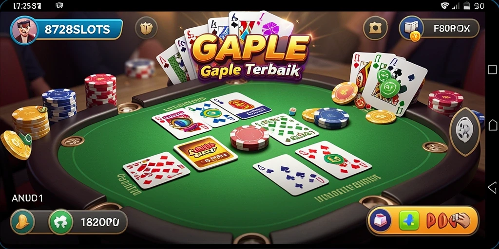 Gameplay seru Gaple di 8728SLOTS dengan fitur multiplayer.