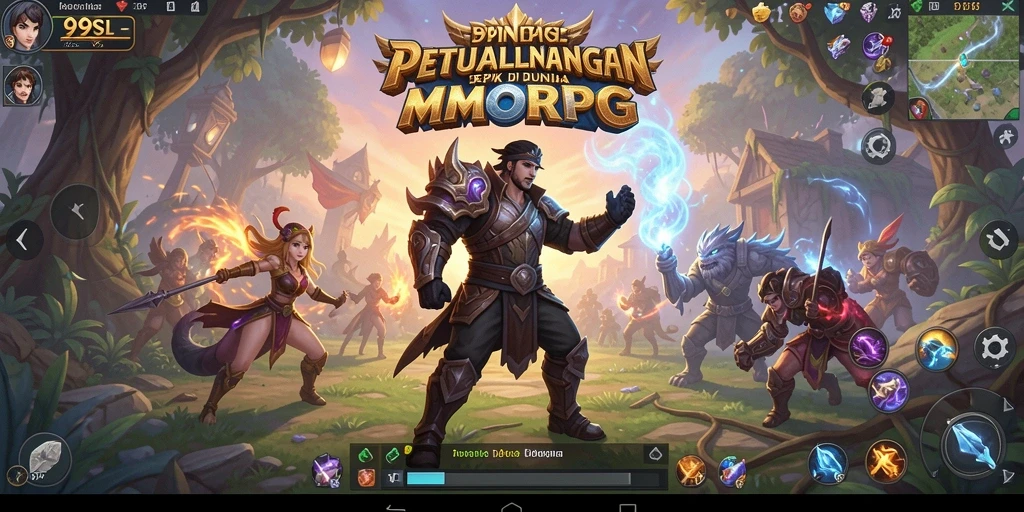 Screenshot gameplay 99SL menunjukkan dunia MMORPG yang menakjubkan.