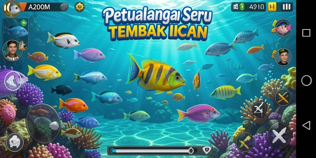 Tampilan seru gameplay Tembak Ikan di A200M.