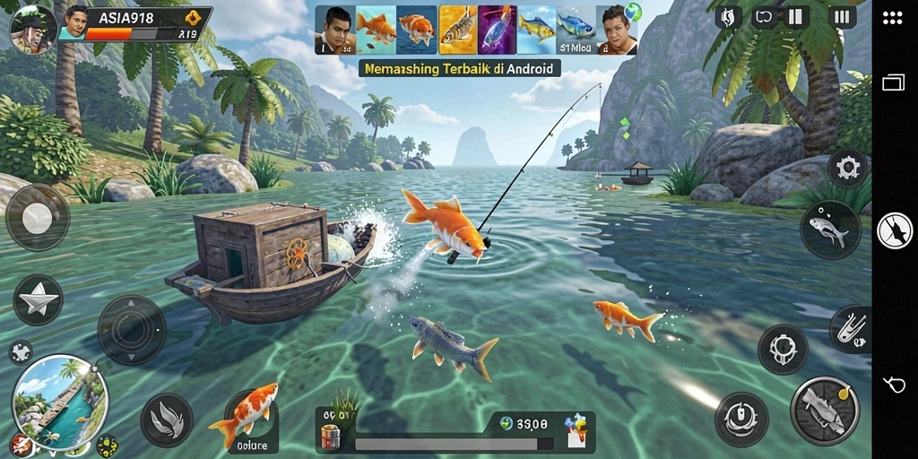 Tampilan gameplay ASIA918 yang menarik saat menangkap ikan.