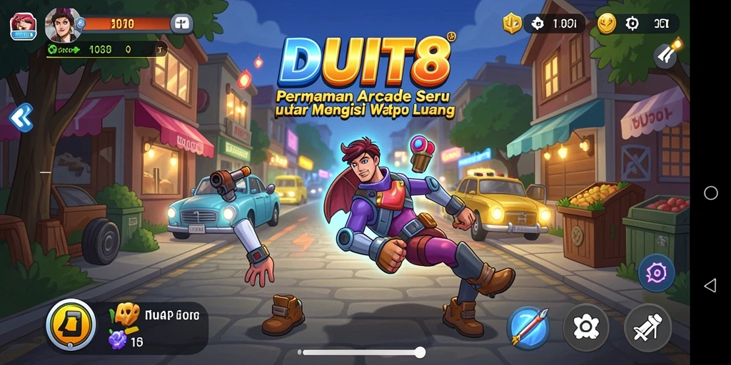 Screenshot utama DUIT8 menampilkan gameplay yang seru dan penuh tantangan.