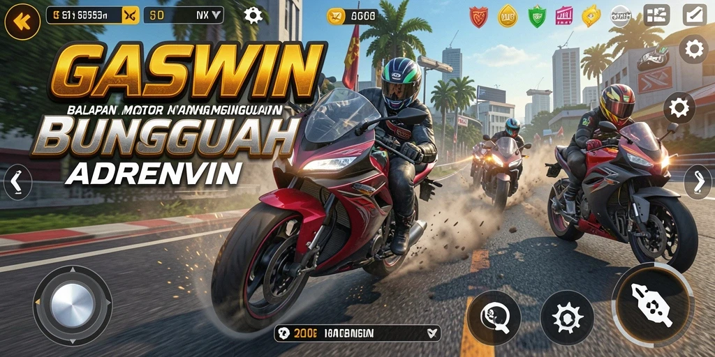Gameplay GASWIN yang intens saat balapan motor.