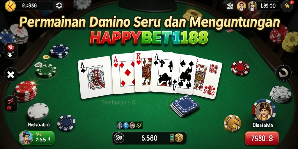 Gameplay seru HAPPYBET188 dengan teman-teman dalam permainan Domino.