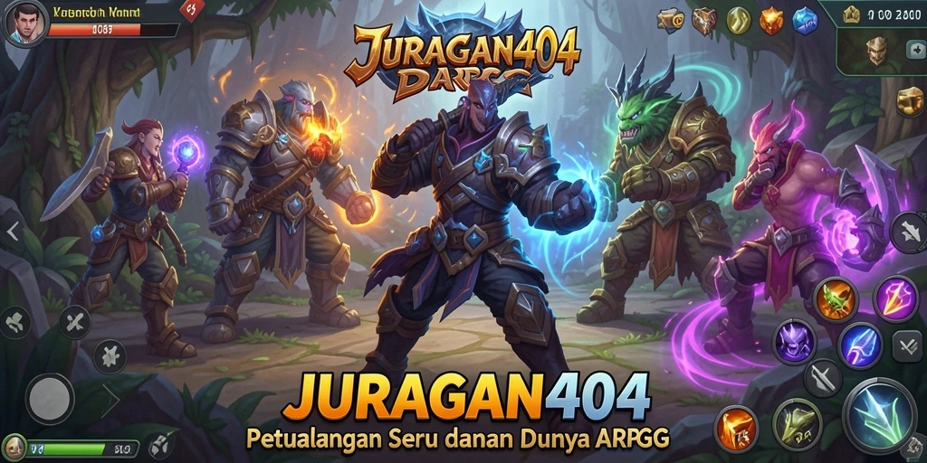 Tampilan aksi mendebarkan dalam gameplay ARPG JURAGAN404.