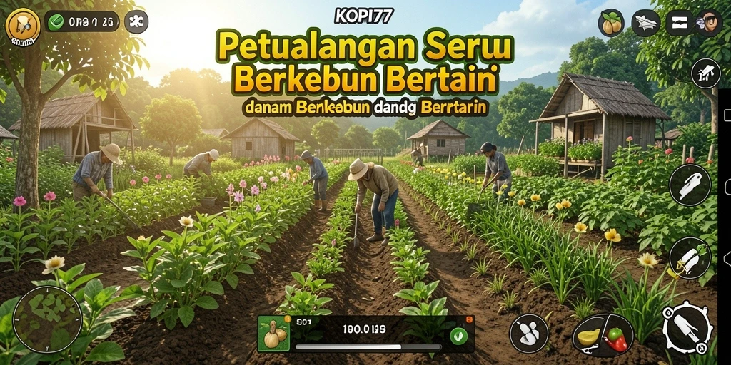 Tampilan screenshot KOPI77 menunjukkan kegiatan bertani yang menyenangkan.