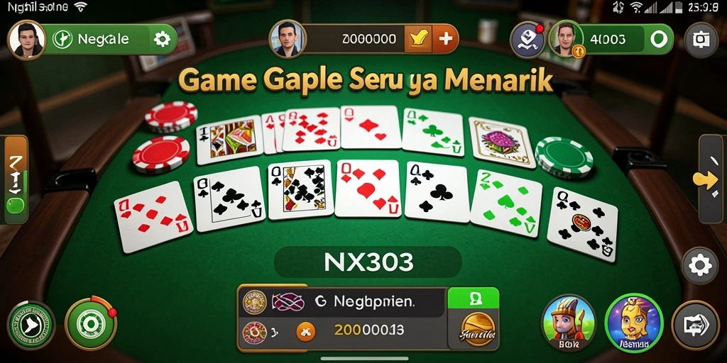 Tampilan menarik dengan gameplay Gaple yang seru.