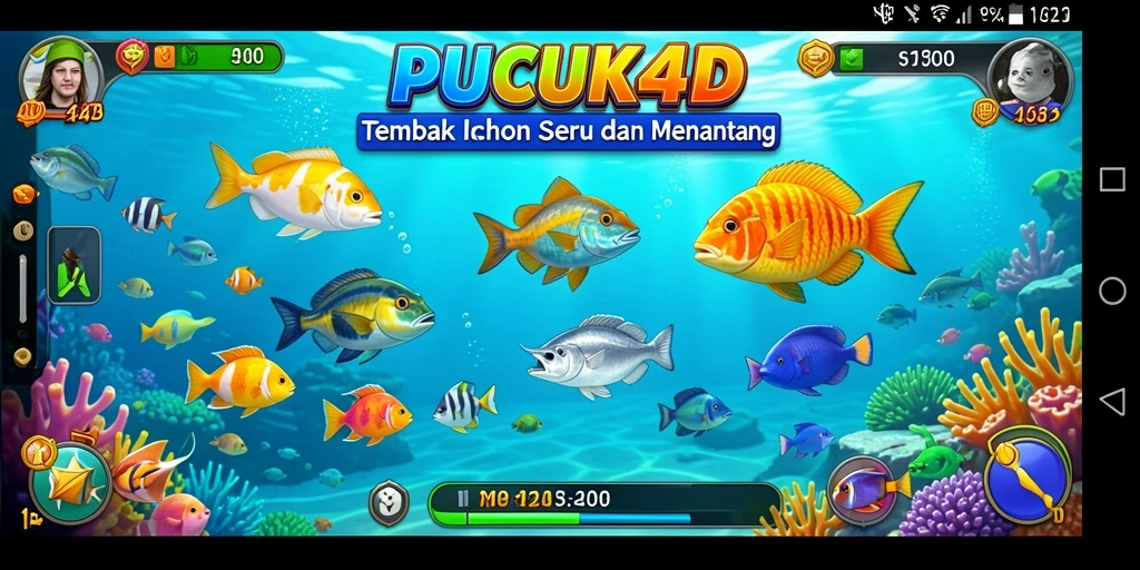 Screenshot utama PUCUK4D menampilkan aksi menembak ikan yang seru.