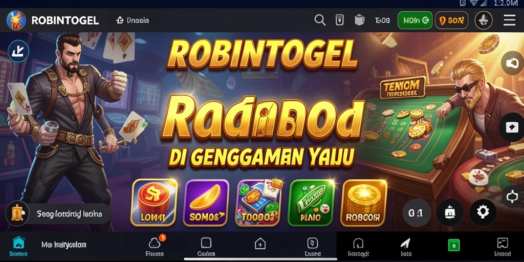 Screenshot gameplay ROBINTOGEL yang menampilkan suasana kasino yang menarik.