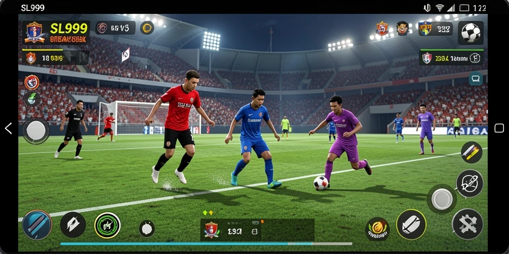 Tampilan dinamis dan aksi seru di lapangan sepak bola.