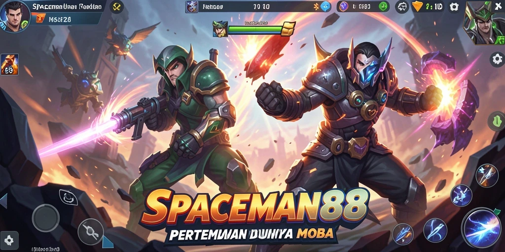 Screenshot gameplay SPACEMAN88 menampilkan pertempuran seru antar tim.